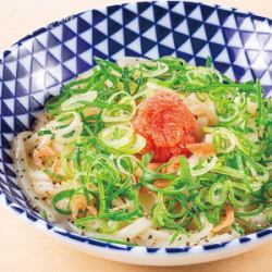 Mentaiko udon with plenty of green onions