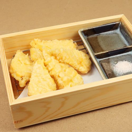 Sushi restaurant egg tempura with honey and salt
