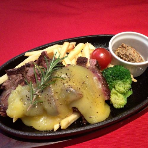 Beef skirt steak, raclette & potato steak