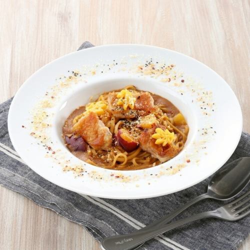Creamy Linguine Pasta with Chicken and Sweet Potato