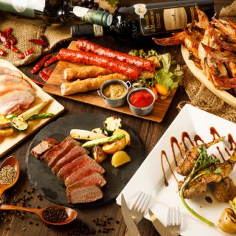 【2飲み放題付】名物！肉盛り合わせや生春巻きなど 全8品 6,000円コース