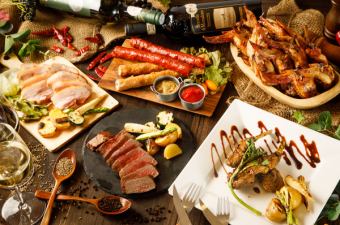 【3H飲み放題付】サガリと牛タンの盛り合わせとプラウン海老など全10品 豪華7,000円コース