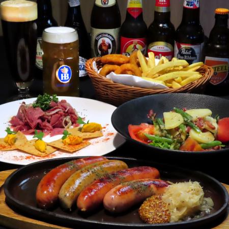 周日至周四，营业至下午5点！【休闲套餐】4500日元，3种生啤无限畅饮，最适合派对后享用