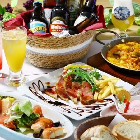 【女性おすすめコース】樽生ビール含むその他30種飲み放題＋前菜からデザートまで料理6品3,980円