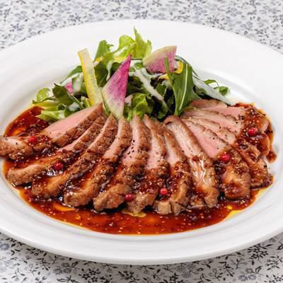 Roasted duck breast with mustard sauce