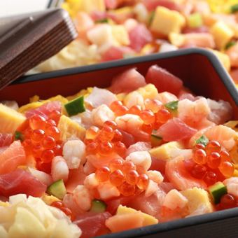 《3H飲放題》海鮮ばらちらし寿司×豊洲鮮魚×創作和食含む全11品！9000円⇒8000円