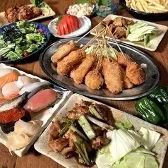All-you-can-drink included! Birthday course ◆ 10 dishes including salad, sashimi, red vinegar sushi, and a birthday plate.