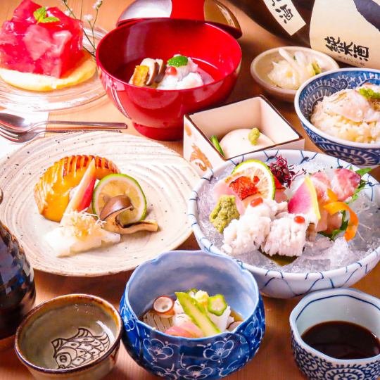 【※料理のみ】北海道産 毛ガニの酢の物・白魚の微塵粉揚げ カラスミ粉掛け他 全9品