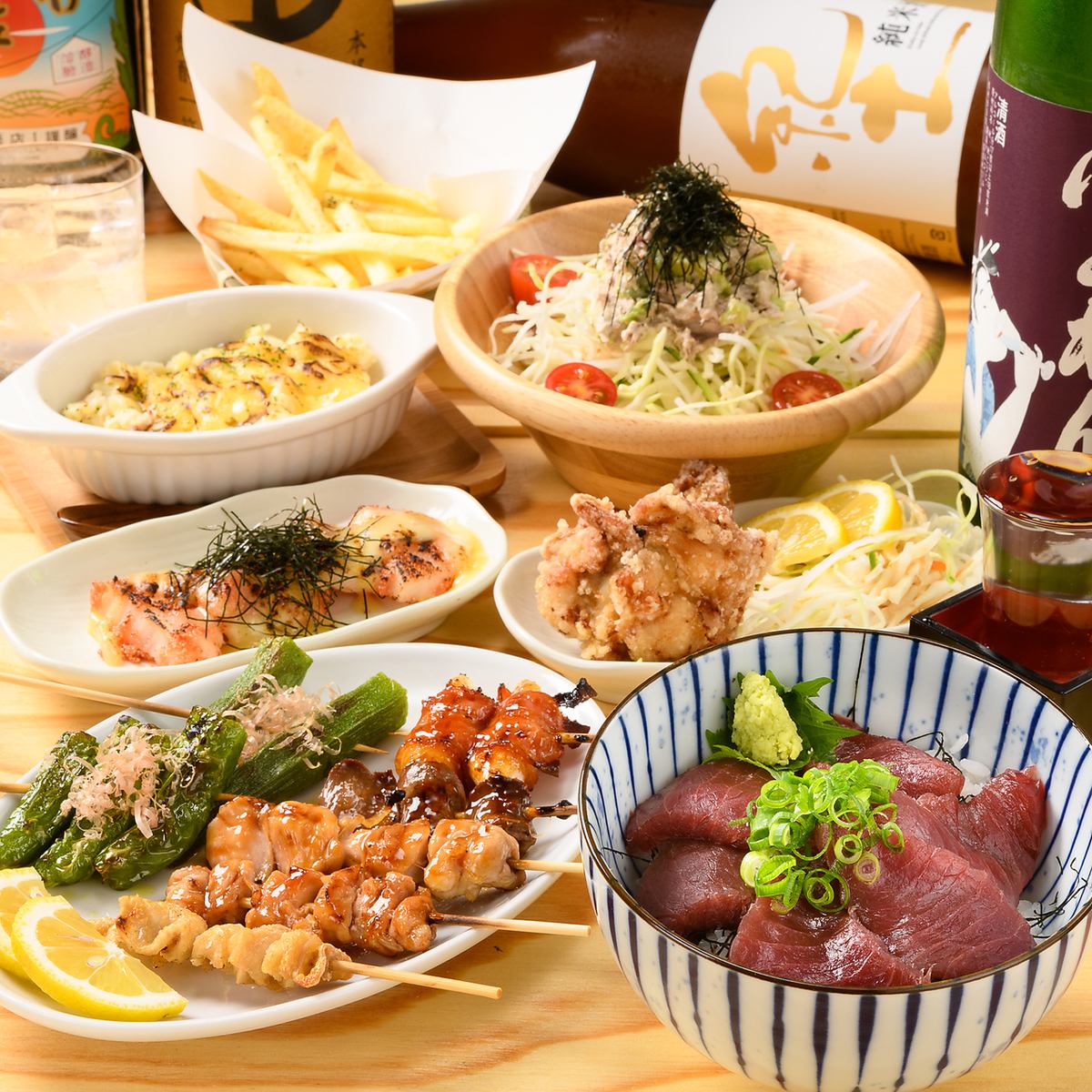 You can enjoy delicious food and sake made with fresh ingredients!