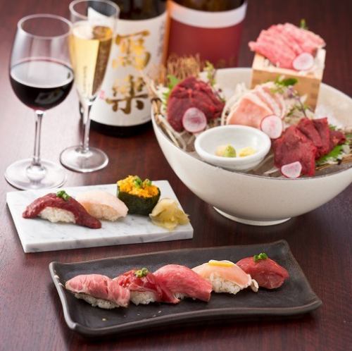 Wine suitable for meat sushi is also available