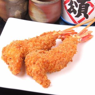Large shrimp tempura skewer