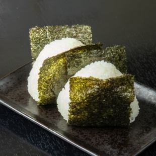 2 rice balls (salmon, plum, and chanja)