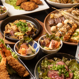 [Luxury] 15 dishes including 7 skewers of yakitori and fried shrimp, and rare beef steak, all for 120 minutes with all-you-can-drink for 6,000 yen