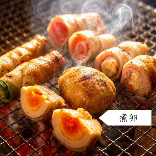 肉巻き野菜：味付け煮卵