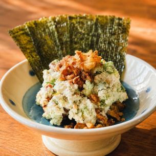 クリームチーズとアーサーの磯部和え