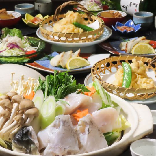 【ふぐコース】フグ鍋・フグ白子天ぷら・フグの一夜干しなど/全6品/9000円（当日可）