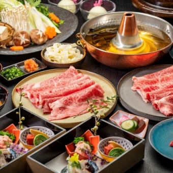 [Wagyu Shabu-Shabu Course] Specially selected Wagyu beef yukhoe, marbled loin and carefully selected lean meat (180g), noodles, etc. (8 dishes in total)