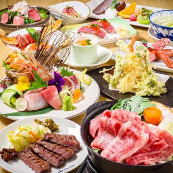 お刺身/ズワイ蟹/仙台牛にぎり・すき焼き等全12品120分飲放題付11000円コース