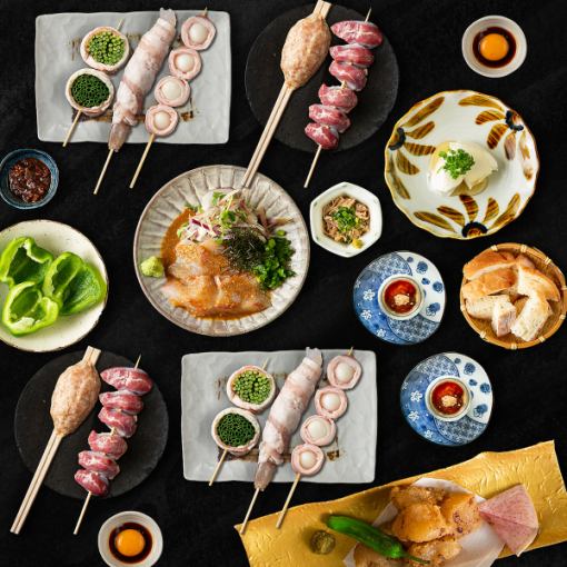 Most popular! [Sushi Roll Course] 5 kinds of skewers (3 kinds of sushi rolls) / 6 dishes including sesame amberjack for 5,000 yen with 90 minutes of all-you-can-drink