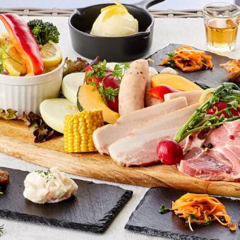 [Casual Course] A casual plan that includes appetizers, coarsely ground frankfurters, and Sangen pork