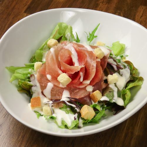 Raw ham salad (Caesar dressing)