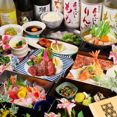 【特選】和牛壽喜燒、7種生魚片、和牛牛臀肉排、雪蟹飯等共10道菜品、附2小時無限暢飲、11,000日元