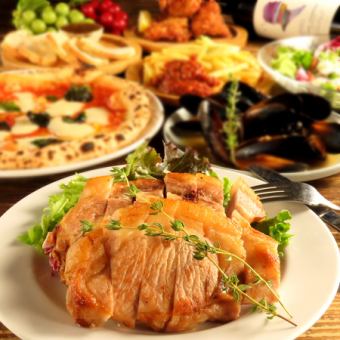 ◇お得な忘年会！石狩産望来豚ロースト等全9品+生ビール付き２時間飲み放題3500円