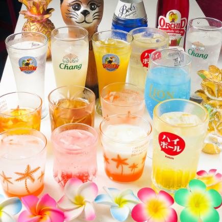 [All-you-can-drink single items] Approximately 25 types of drinks, including Thai tea highballs and guava sours. 120 minutes all-you-can-drink ⇒ 2,000 yen (tax included)