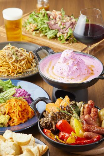【含90分钟含酒精饮料】♪Fuwafuwa粉红色奶酪火锅当然所有9项2480日元