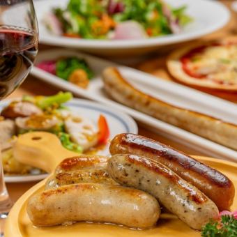 Enjoy the deliciousness of meat!! [Sausage course] 8 dishes (12 items) including 5 kinds of homemade sausages + 120 minutes all-you-can-drink for 4,000 yen