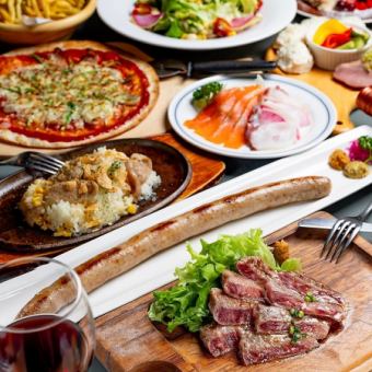 一番人気【サーロイン付トクトクコース】ステーキ.ソーセージ4種など全11品+120分飲み放題4000円