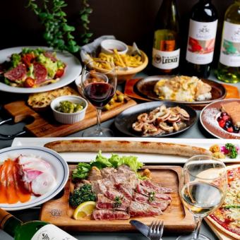 【美食家コース】小樽産タコ.海老.自社製造ソーセージ等料理16品、120分飲み放題付5000円