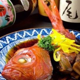 恭喜！豪華煮黃金鯛魚套餐，8道菜，2小時無限暢飲，6,000日元