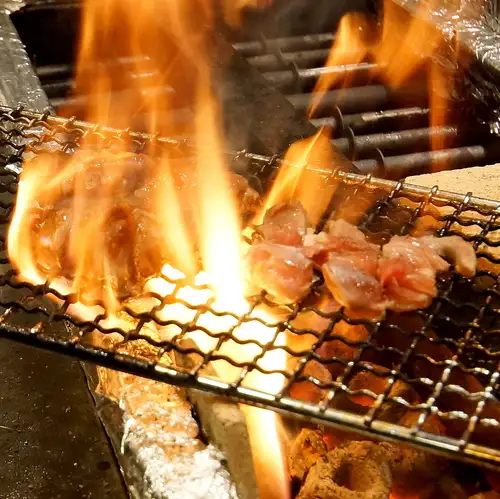 炭火で豪快に焼き上げる新鮮な地鶏を堪能!