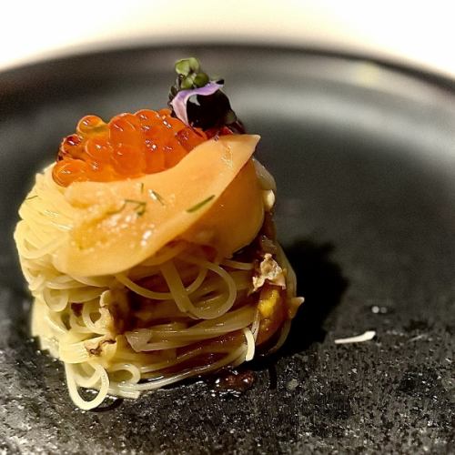 青柳とイクラの冷製カッペリーニ