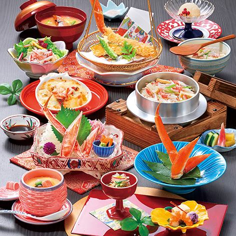 【怀石料理蟹肉饭套餐】以蟹肉饭和其他菜肴为特色的怀石料理套餐，“Shiosai”