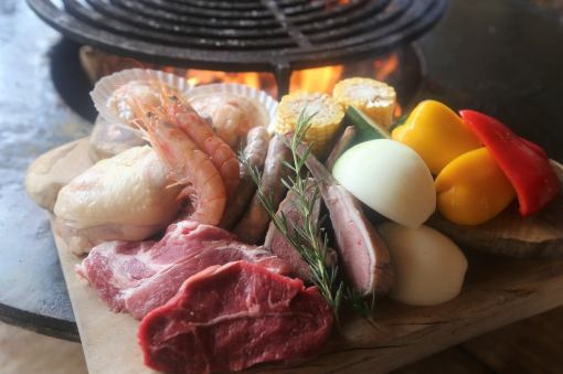 Enjoy a luxurious LAVE-BBQ◎【PREMIUM-BBQ set ★】Lamb chops, oysters on the shell, etc. 4,400 yen per person