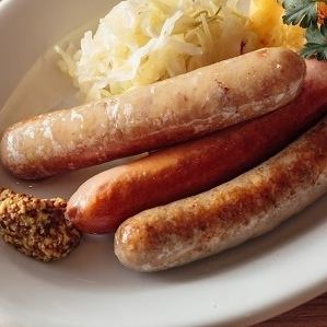 Assortment of 3 types of Glucksschwein sausages