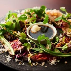 肉の炭火タタキ【おおいた和牛、冠地鶏、河内鴨】