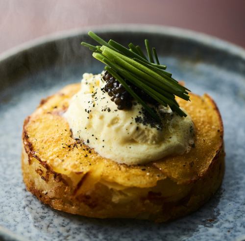 Warm potato butter, caviar, fermented whipped butter