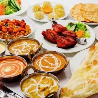 コスパ最高★50種から選べるカレー＆『インドおすすめドコース』8品2時間飲み放題3300円　