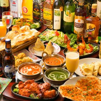 豪華☆4種のタンドリーチキン盛り合わせ『インドプレミアムコース』13品2.5時間飲み放題4300円