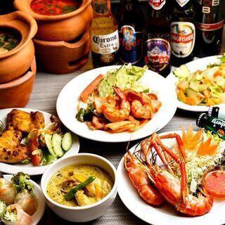 3 hours of all-you-can-drink! Choose your main course! Our chef's carefully selected "Authentic Thai Cuisine Course" 9 dishes for 4,980 yen