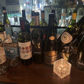 【店主セレクトワイン７種類（白、赤、ロゼ）60分飲み放題コース＊クーポン利用で120分飲み放題