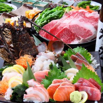 【忘年会早期予約特典】 蘭コース/飲放３h/牡蠣＆刺盛・タラバ・牛タンしゃぶ　8,000円→7,000円