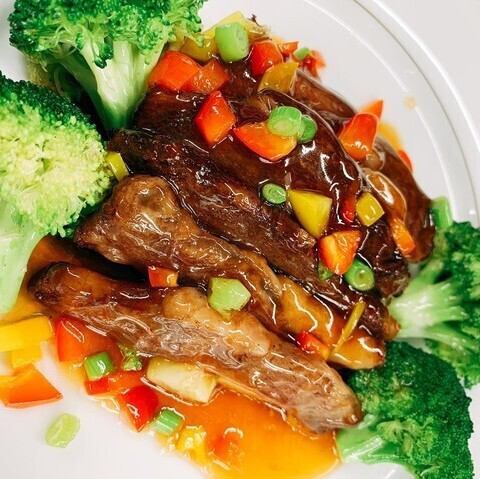 高級和牛サーロインと野菜炒め物