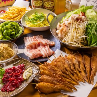 【大満足コース】もつ＆豚レタしゃぶ鍋と名代肥後馬刺付全8品+120分飲み放題付き⇒5500円(税込)
