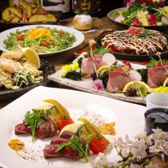 蜂ヤ‐カジュアルコース◎刺身や鉄板メニュー2時間飲み放題付‐5000円（全8品）