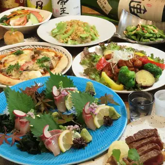 Hachiya - Casual Course ◎ Signature Steak and Porcini Pizza... 2-hour all-you-can-drink included - 5000 yen (8 dishes total)