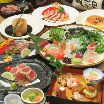 [November onwards] Hachiya Luxury Course ◎ Wagyu Beef Loin and Whole Rockfish Sashimi... 2-hour all-you-can-drink included 8800 yen (9 dishes total)